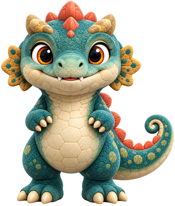 Ember, the teal dragon who runs the film work at Ozelith, standing at the edge of the stage