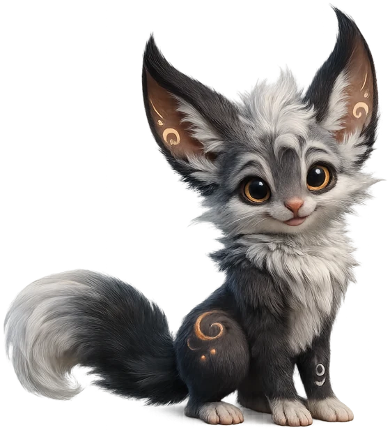 Vex, the small silver fox who looks after website builds, standing on the floor of the panel