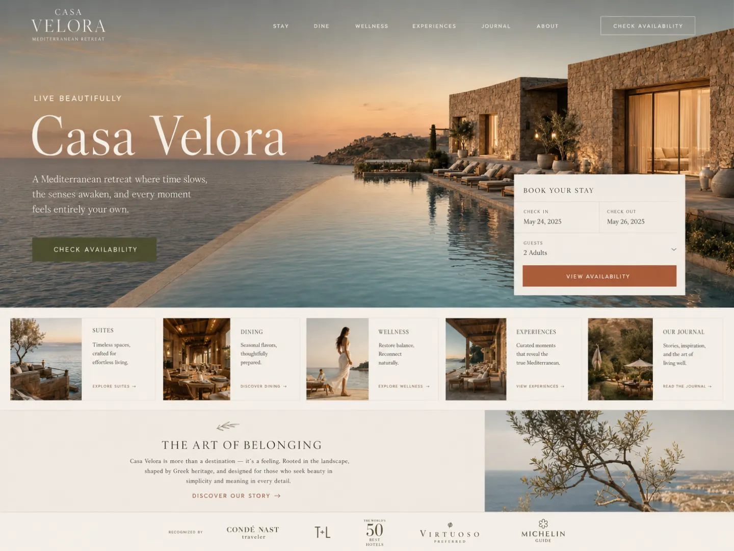 Casa Velora, a Mediterranean retreat booking site